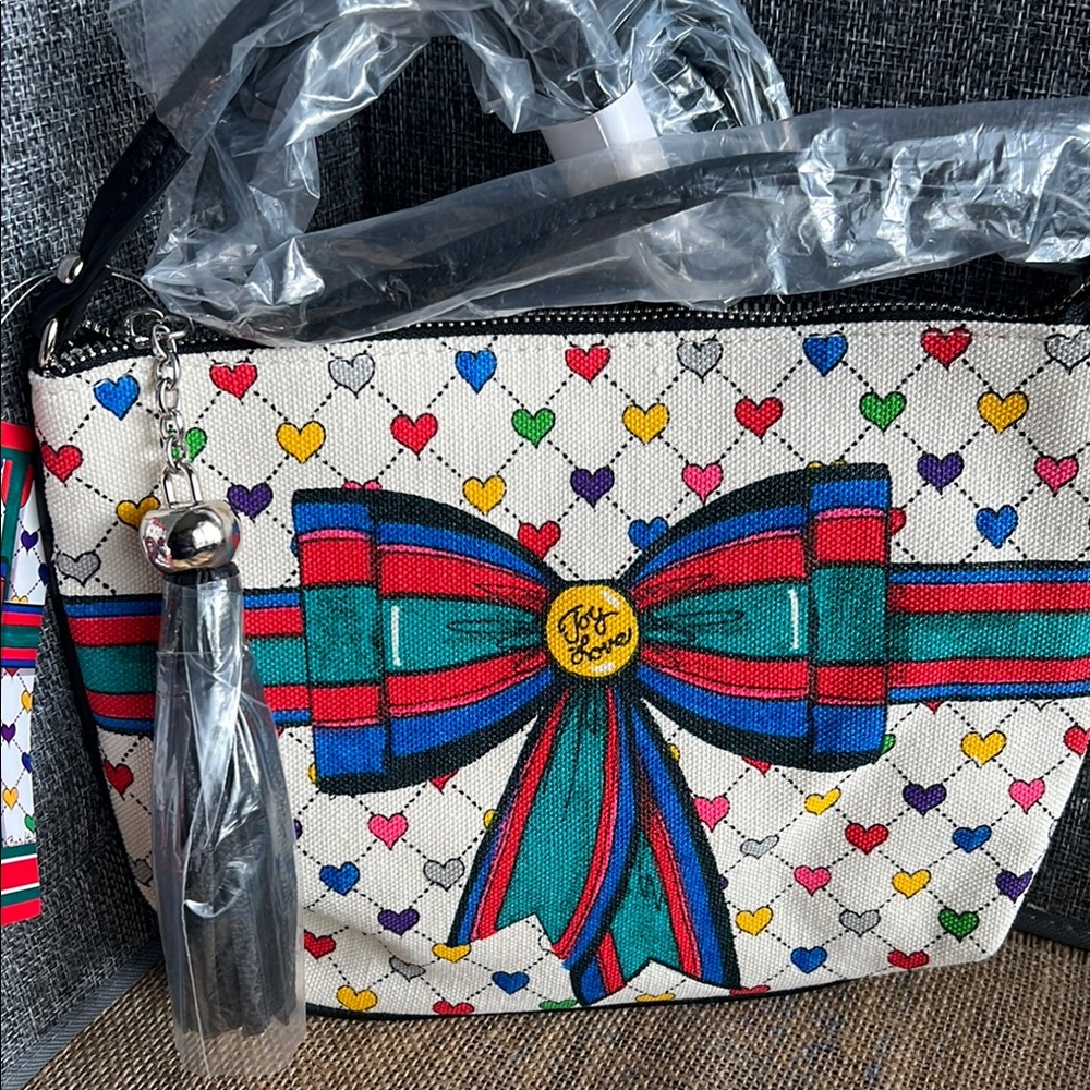 BRIGHTON LOVE & JOY canvas Hearts Crossbody Bag (NWT) ♥️ - Picture 4 of 14